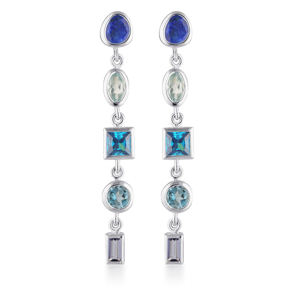 21 Year Gemstone Earrings - Blues