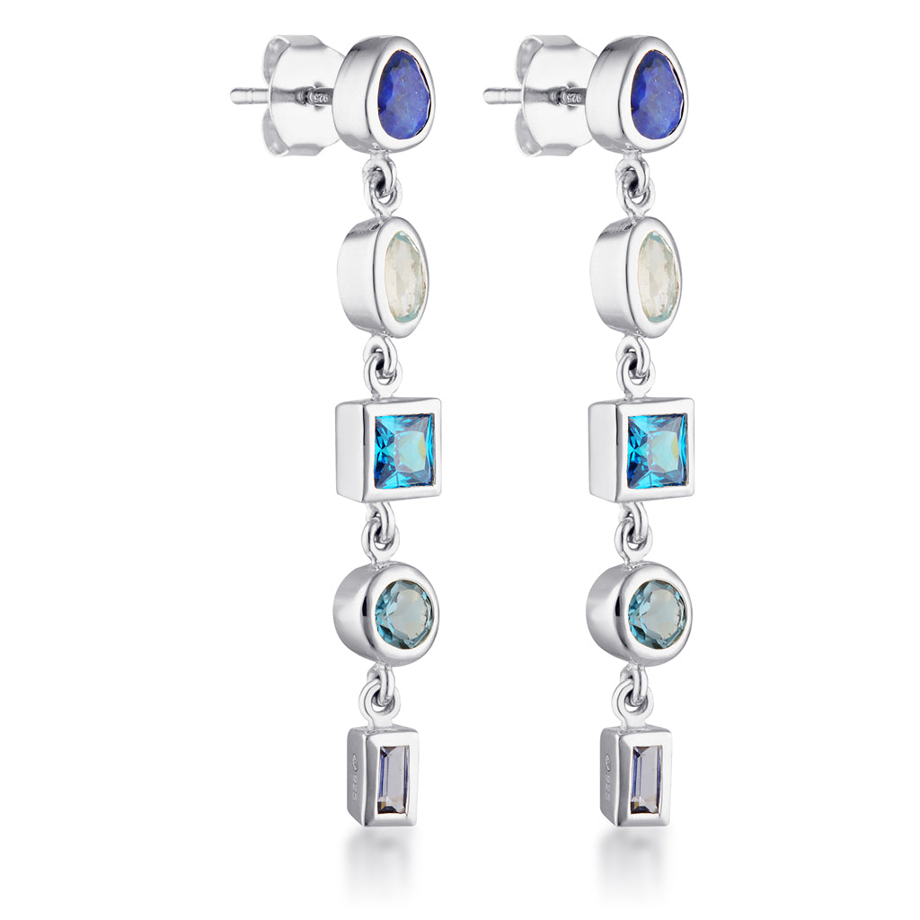 21 Year Gemstone Earrings - Blues