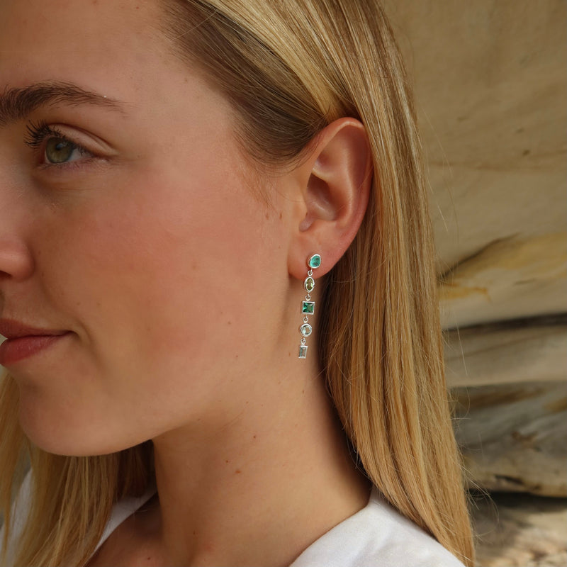 21 Year Gemstone Earrings - Greens