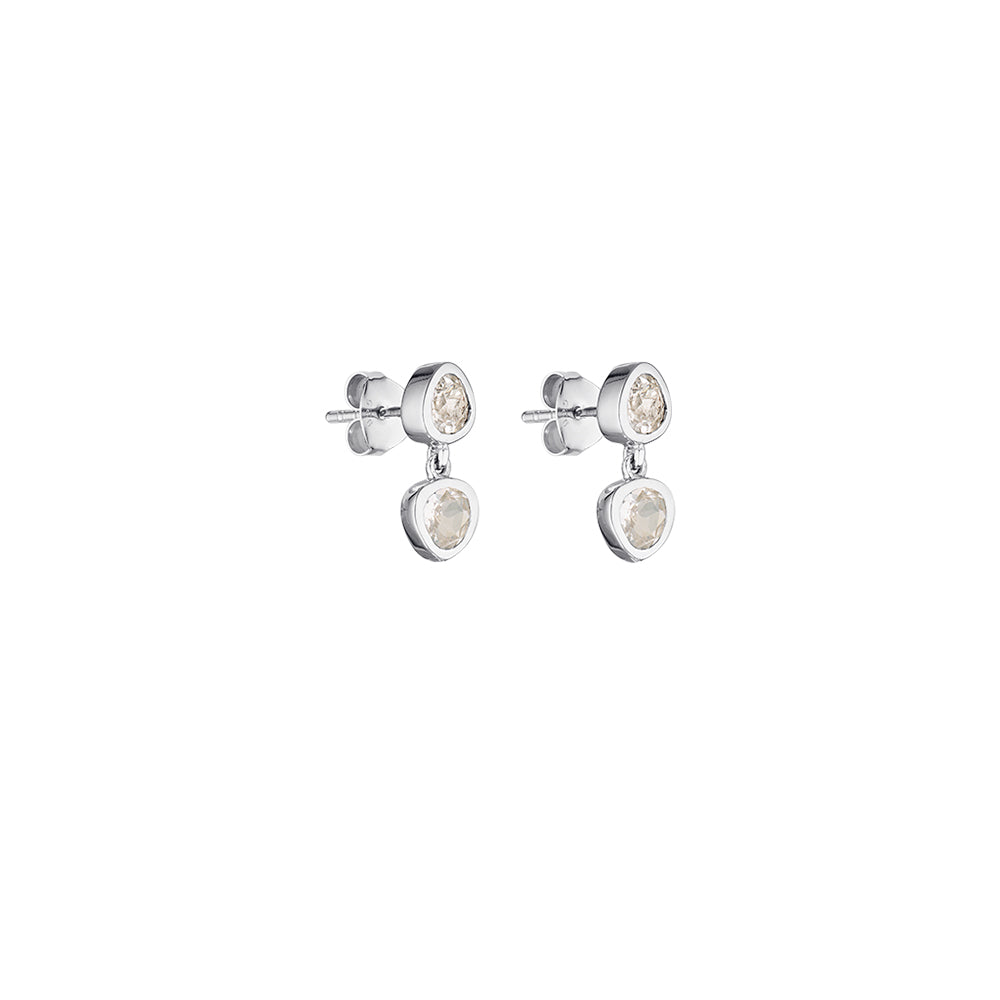 Cascade Earrings Two Drop Earrings - White Sapphire