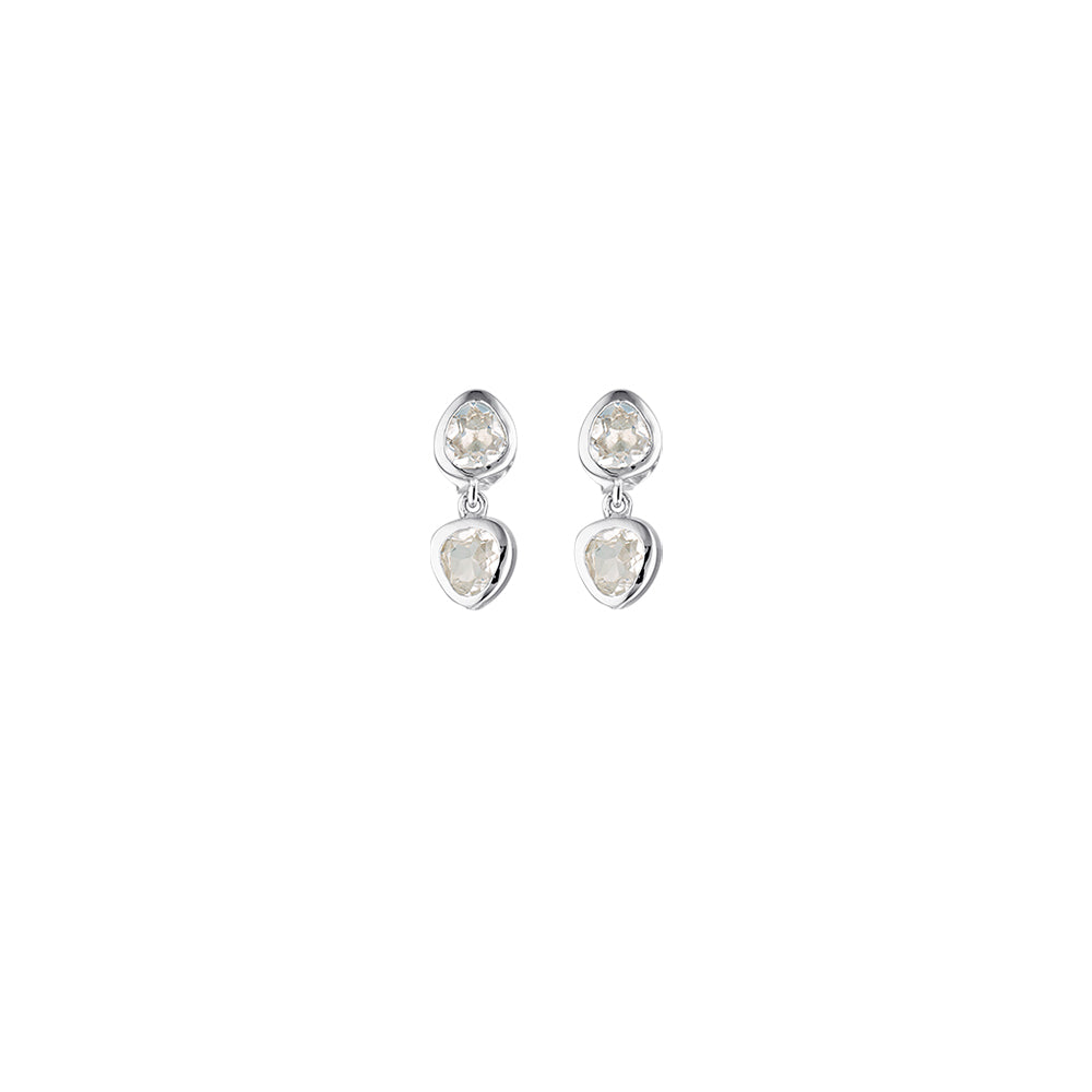 Cascade Earrings Two Drop Earrings - White Sapphire