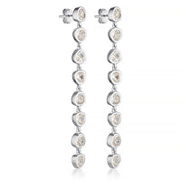 Cascade Earrings - White Sapphire with Butterfly Back - Eight per side