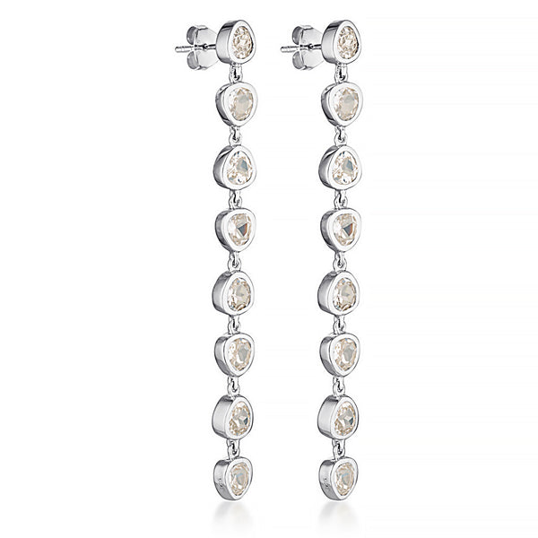 Cascade Earrings - White Sapphire with Butterfly Back - Eight per side