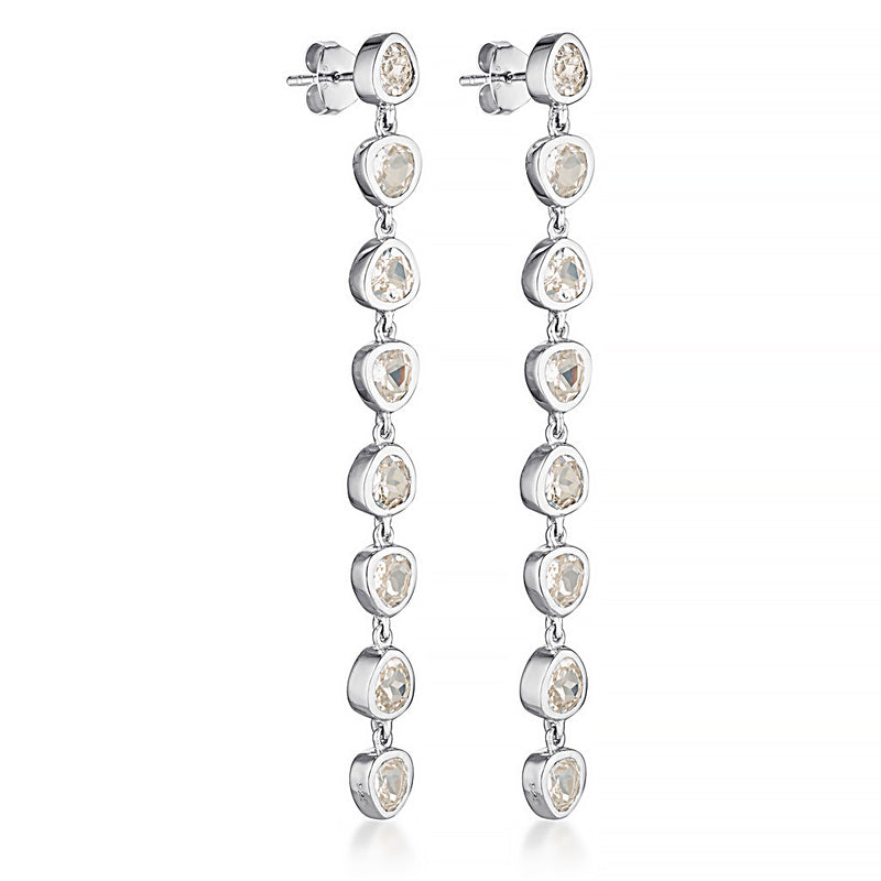 Cascade Earrings - White Sapphire with Butterfly Back - Eight per side