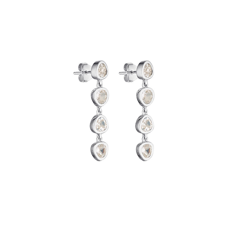 Cascade Earrings - White Sapphire with Butterfly Back - Four per side