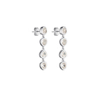 Cascade Earrings - White Sapphire with Butterfly Back - Four per side