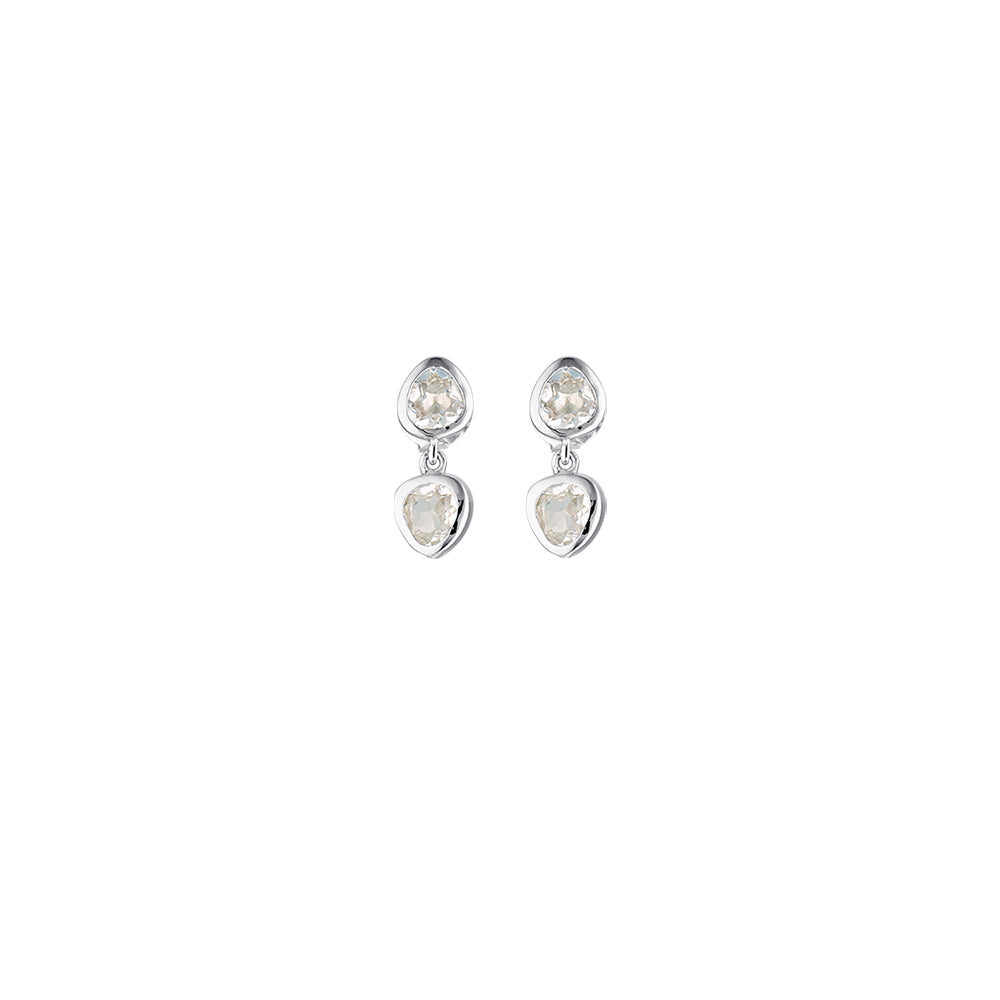 Cascade Earrings - White Sapphire with Butterfly Back - Two per side