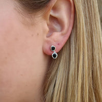 Cascade Two Drop Earrings - Black Agate