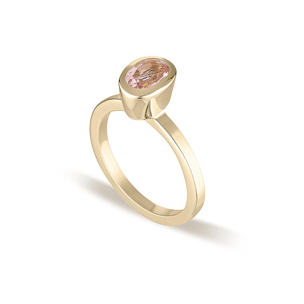 Celebration Stacker Ring Gold - Small Oval - Blush Quartz