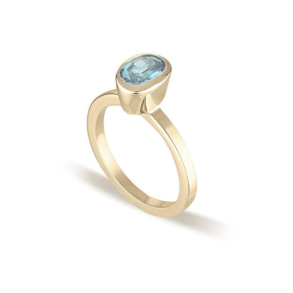 Celebration Stacker Ring Gold - Small Oval - Sky Blue Topaz