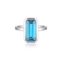 Celebration Stacker Ring - Large Emerald Cut Rectangle - Blue Zircon