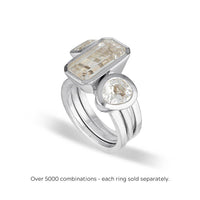 Celebration Stacker Ring - Large Emerald Cut Rectangle - Blush Quartz