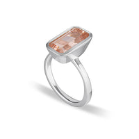 Celebration Stacker Ring - Large Emerald Cut Rectangle - Blush Quartz