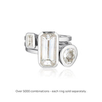 Celebration Stacker Ring - Large Emerald Cut Rectangle - White Sapphire