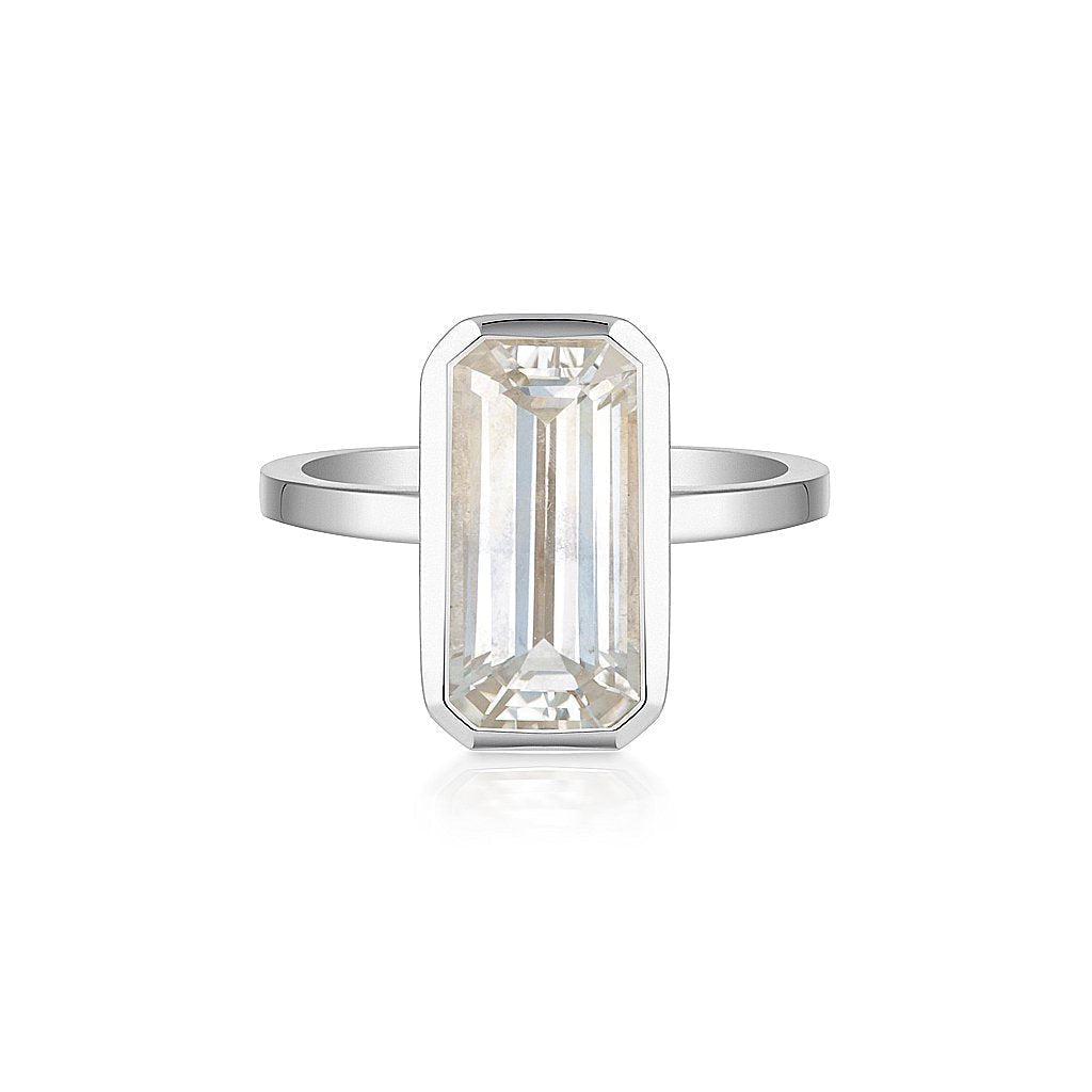 Celebration Stacker Ring - Large Emerald Cut Rectangle - White Sapphire