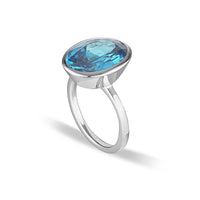 Celebration Stacker Ring - Large Oval - Blue Zircon