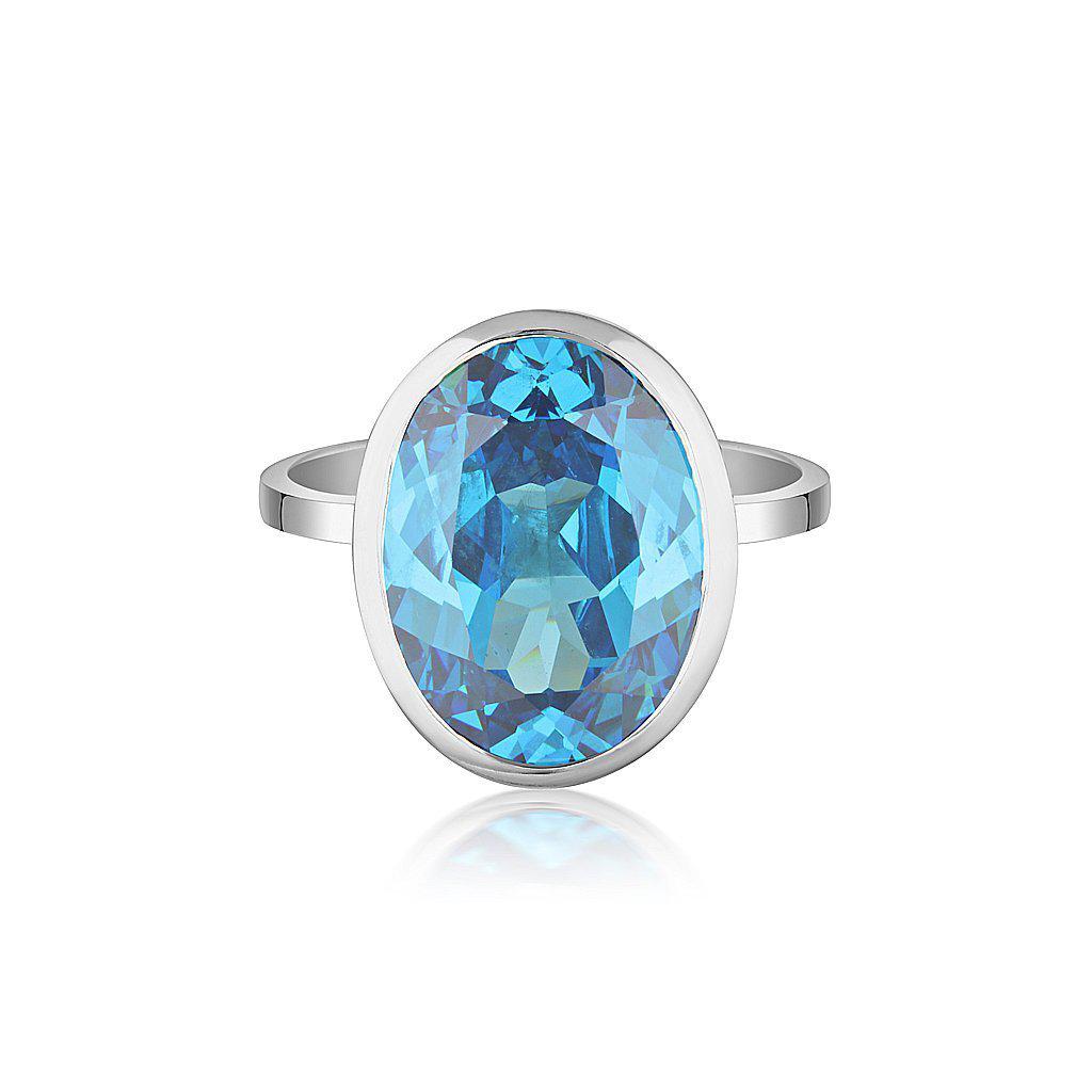 Celebration Stacker Ring - Large Oval - Blue Zircon