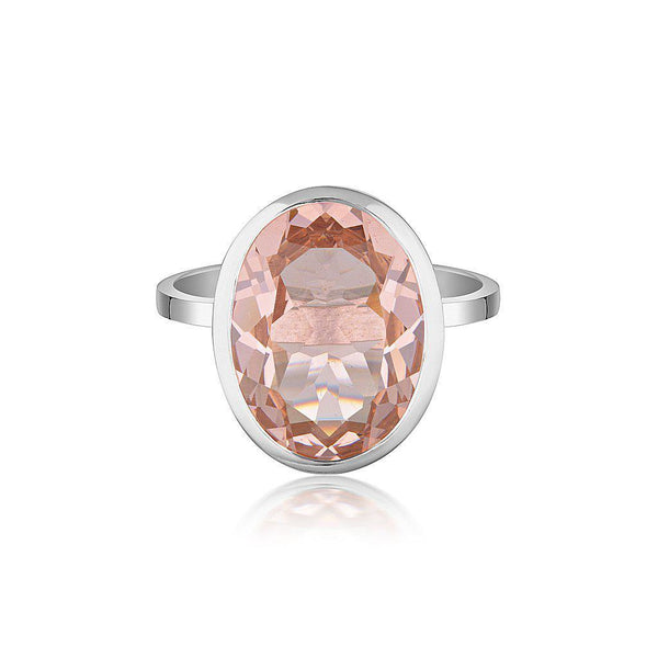 Celebration Stacker Ring - Large Oval - Blush Quartz