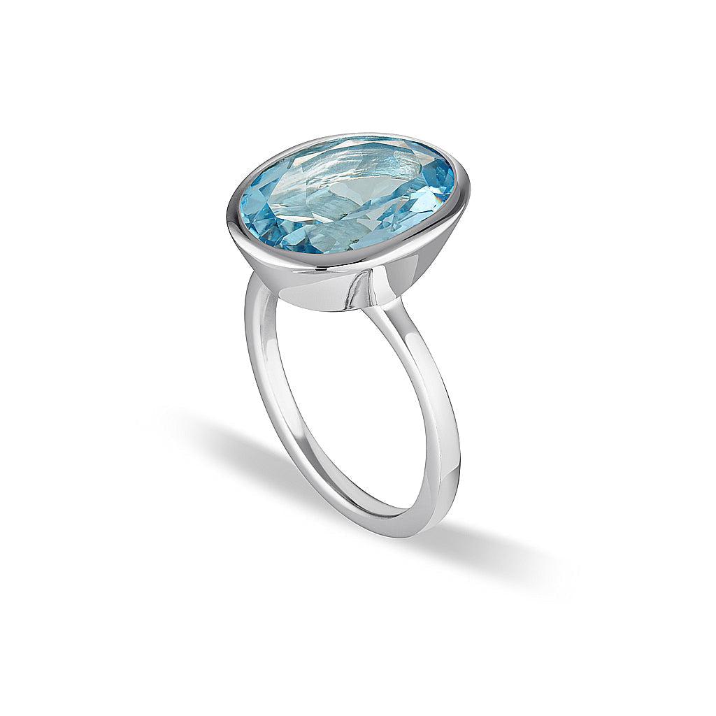 Celebration Stacker Ring - Large Oval - Sky Blue Topaz