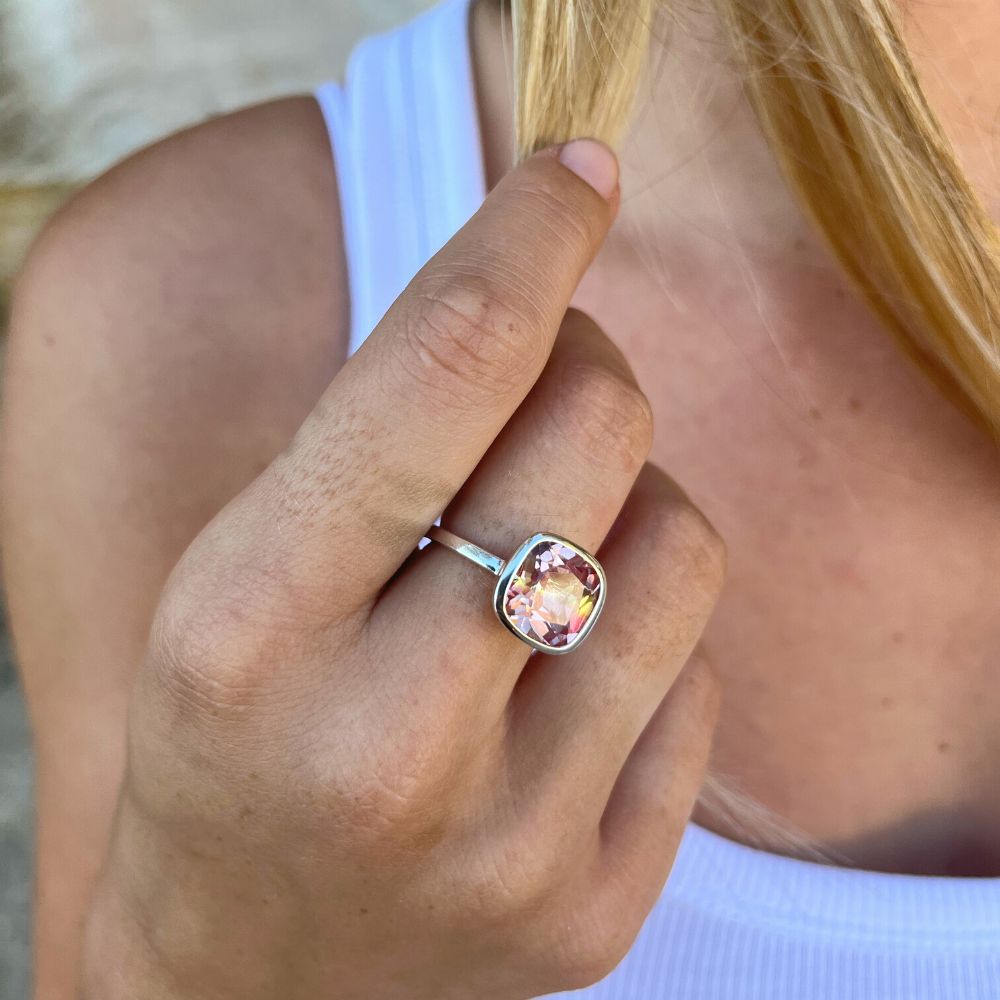 Celebration Stacker Ring - Large Sunset Cushion Cut