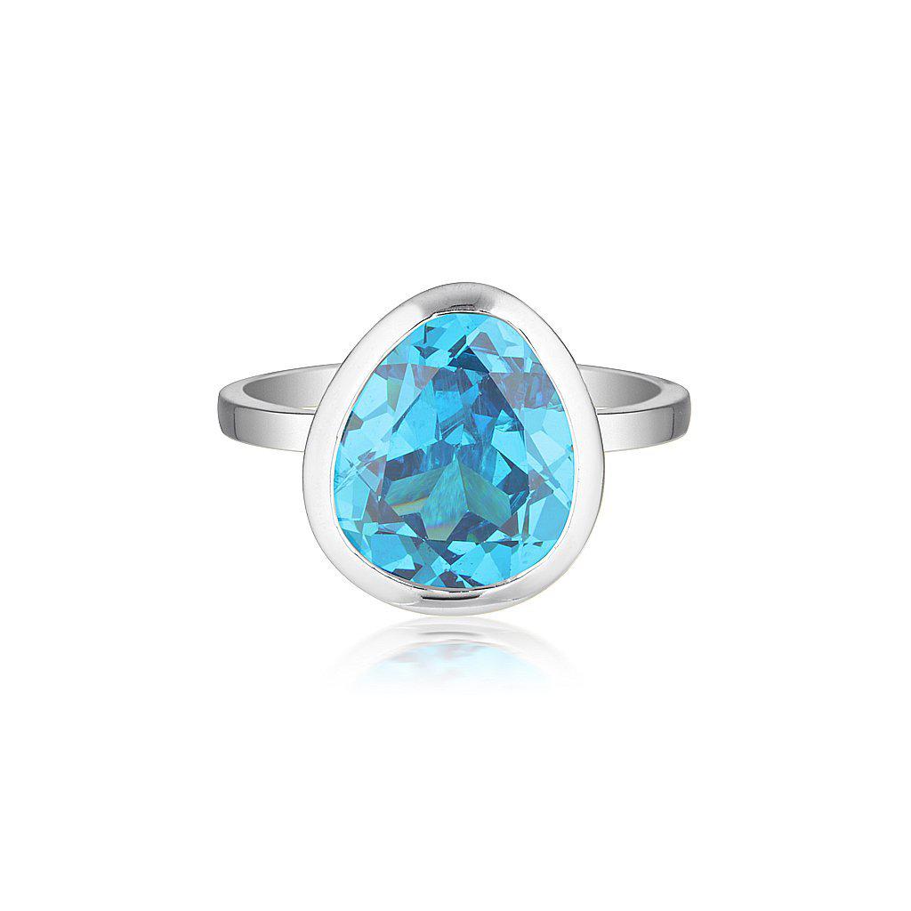 Celebration Stacker Ring - Large Tri-Cut - Blue Zircon