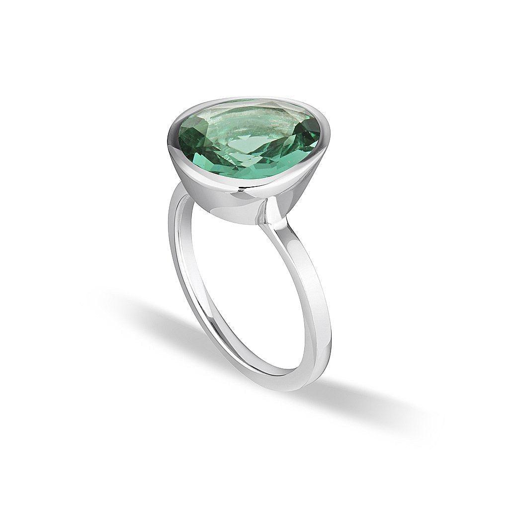 Celebration Stacker Ring - Large Tri-Cut - Green Amethyst