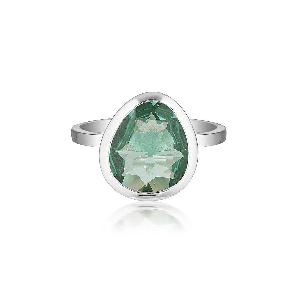 Celebration Stacker Ring - Large Tri-Cut - Green Amethyst