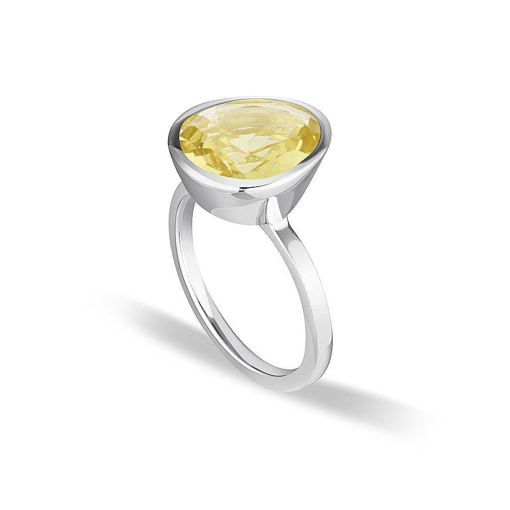 Celebration Stacker Ring - Large Tri-Cut - Lemon Quartz