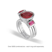 Celebration Stacker Ring - Large Tri-Cut - Red Corundum