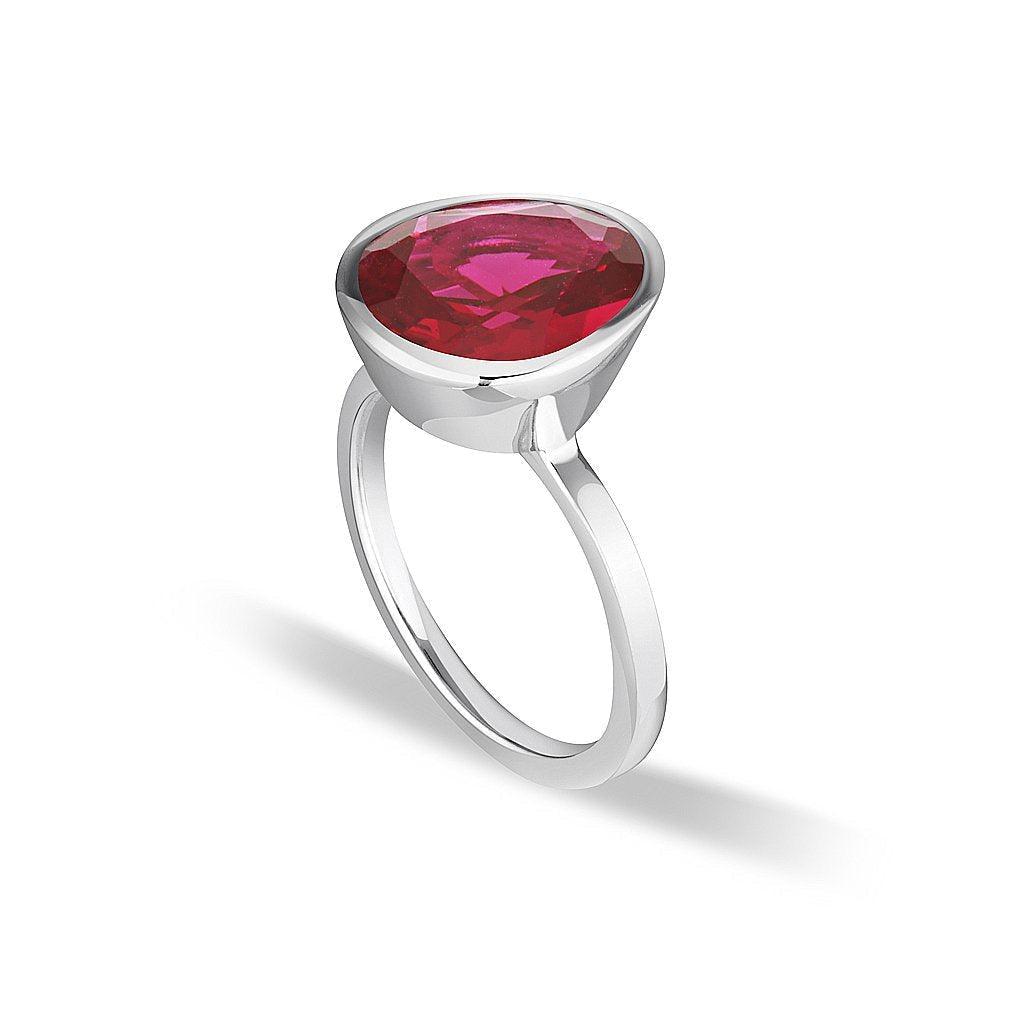 Celebration Stacker Ring - Large Tri-Cut - Red Corundum