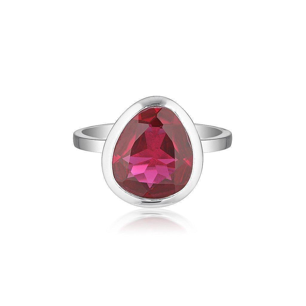 Celebration Stacker Ring - Large Tri-Cut - Red Corundum