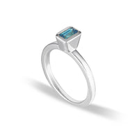 Celebration Stacker Ring - Small Emerald Cut Rectangle - Blue Zircon