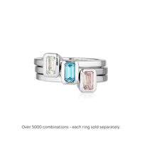 Celebration Stacker Ring - Small Emerald Cut Rectangle - Blue Zircon