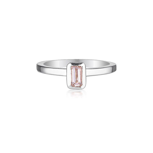 Celebration Stacker Ring - Small Emerald Cut Rectangle - Blush Quartz