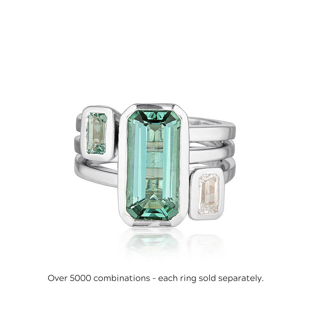 Celebration Stacker Ring - Small Emerald Cut Rectangle - Green Amethyst