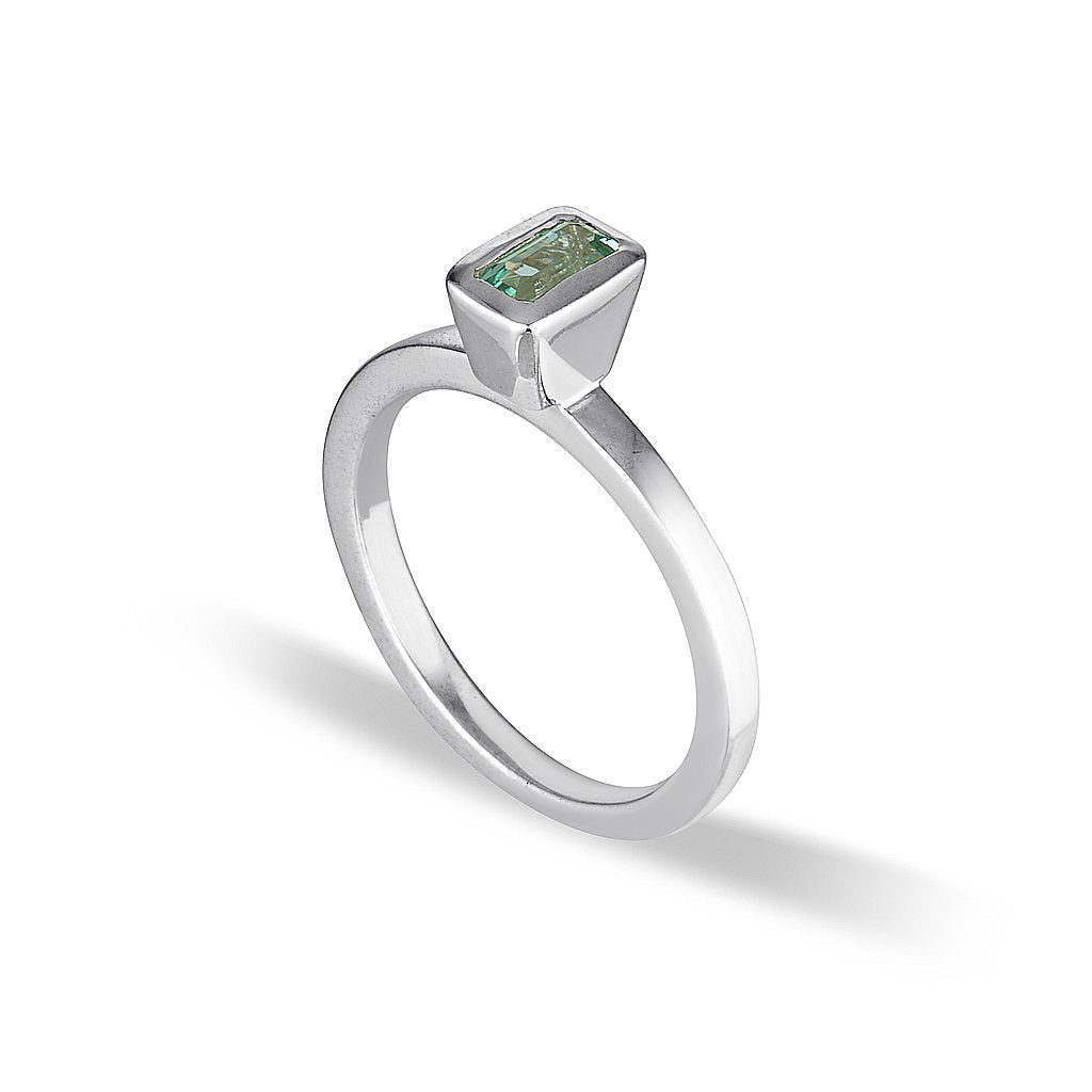 Celebration Stacker Ring - Small Emerald Cut Rectangle - Green Amethyst