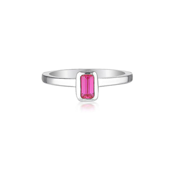 Celebration Stacker Ring - Small Emerald Cut Rectangle - Red Corundum