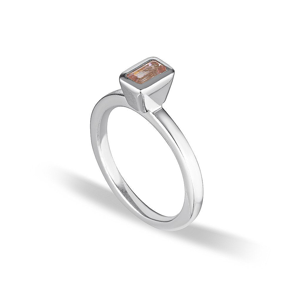 Celebration Stacker Ring - Small Emerald Cut Rectangle - Smoky Quartz