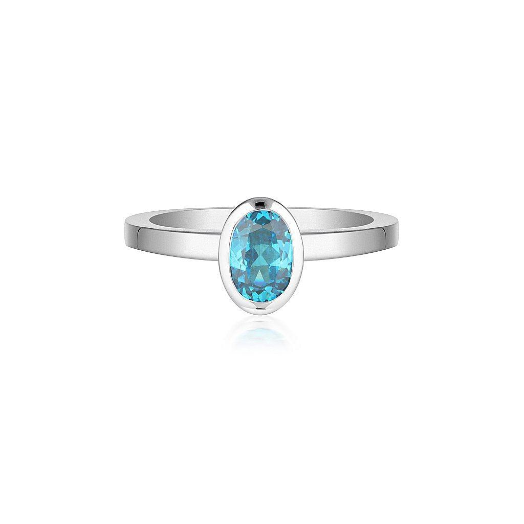 Celebration Stacker Ring - Small Oval - Blue Zircon