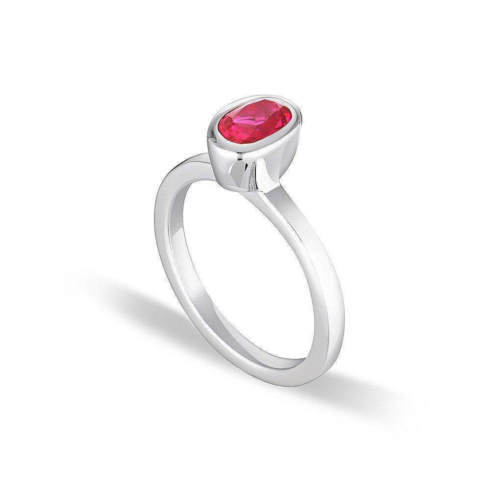 Celebration Stacker Ring - Small Oval - Red Corundum