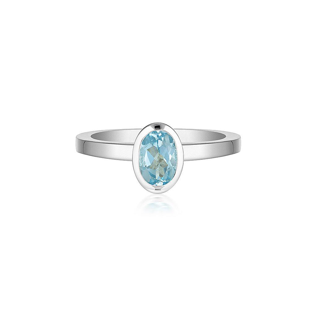 Celebration Stacker Ring - Small Oval - Sky Blue Topaz