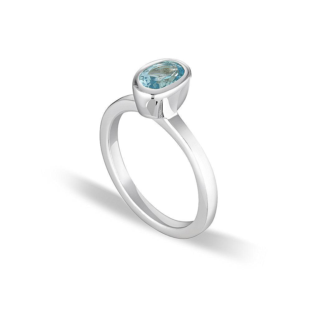 Celebration Stacker Ring - Small Oval - Sky Blue Topaz