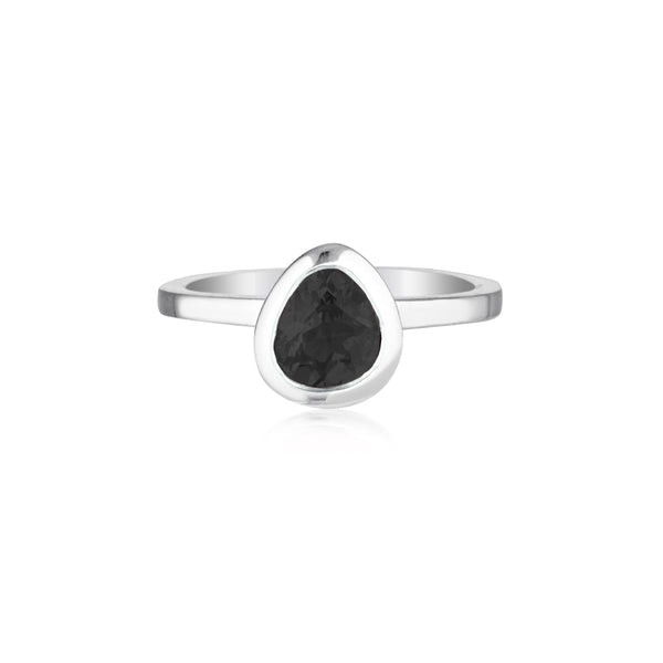 Celebration Stacker Ring - Small Tri-Cut Black Agate