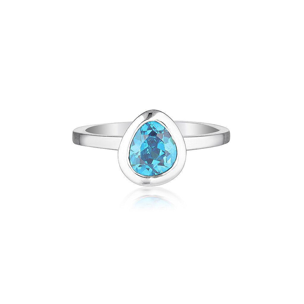 Celebration Stacker Ring - Small Tri-Cut - Blue Zircon