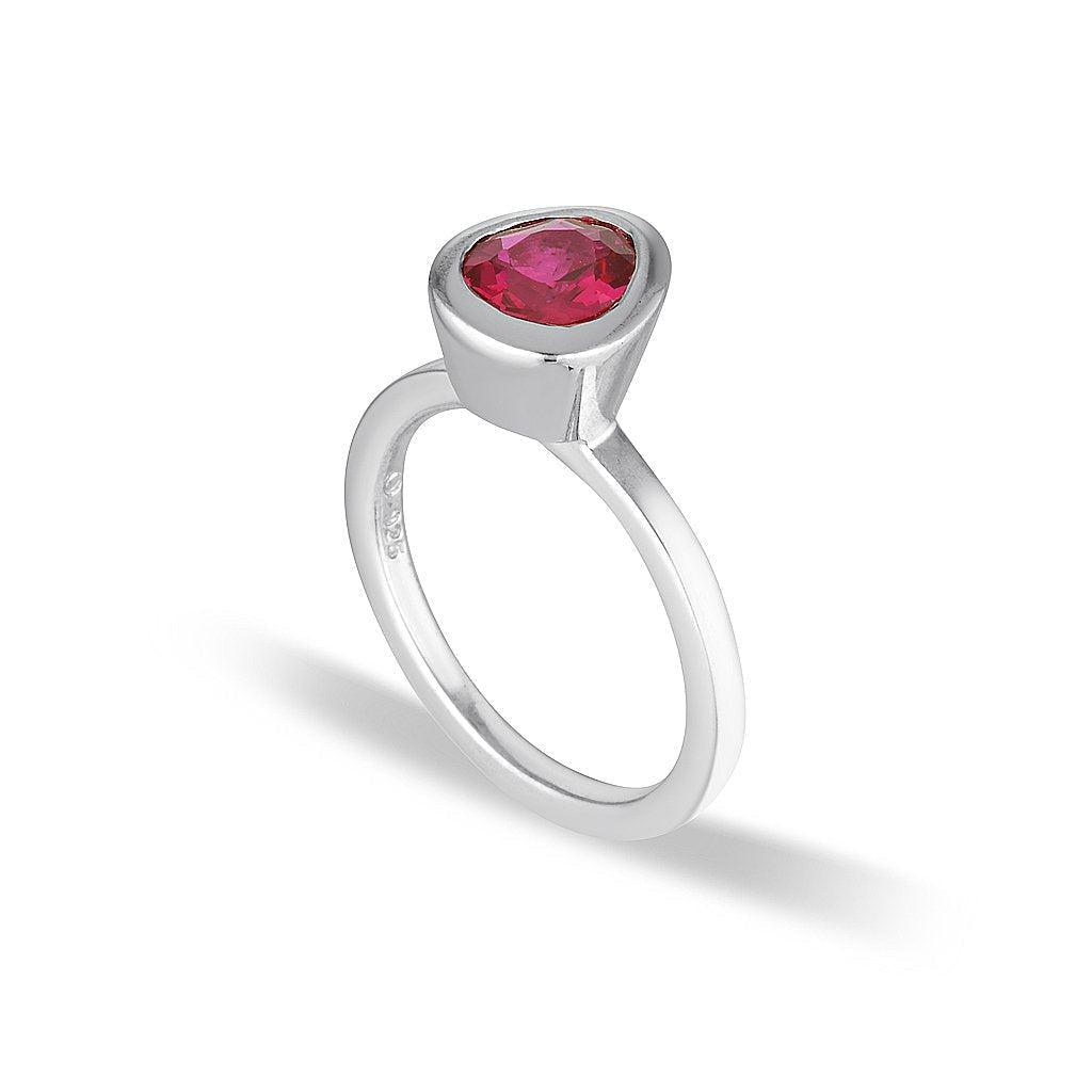 Celebration Stacker Ring - Small Tri-Cut - Red Corundum