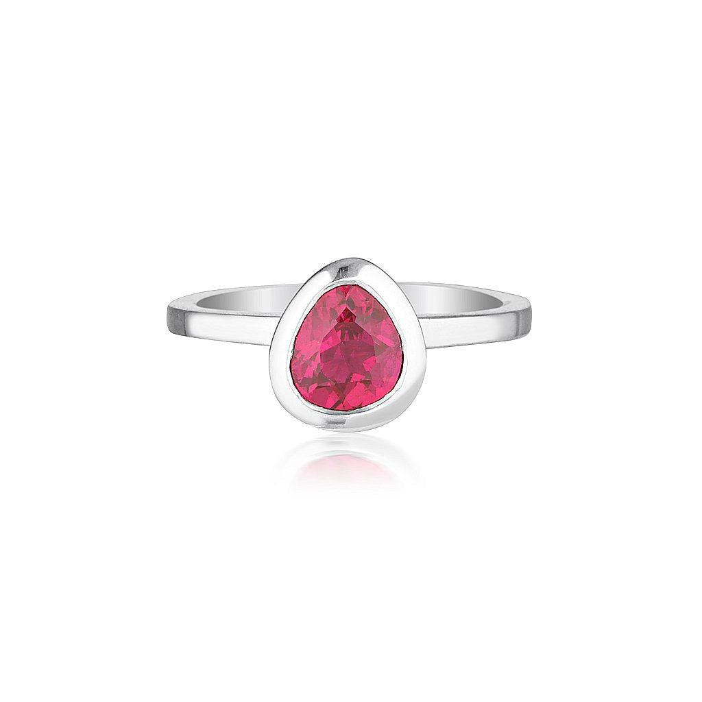 Celebration Stacker Ring - Small Tri-Cut - Red Corundum