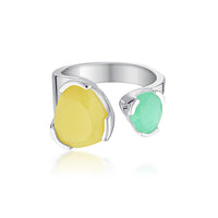 Double Duet Ring Sterling Silver- Lemon Jade & Australian Jade | UbyKate