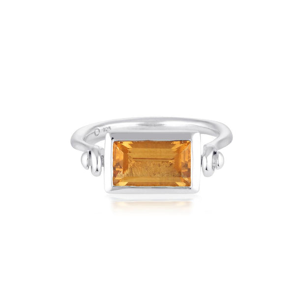 Emerald Cut Swivel Ring - Citrine