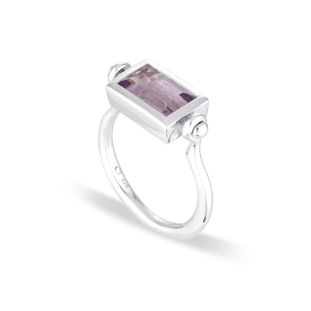 Emerald Cut Swivel Ring - Purple Amethyst