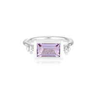 Emerald Cut Swivel Ring - Purple Amethyst